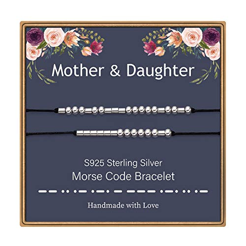 Mom Gifts for Mom from Daughter Bracelets  Mother Daughter Bracelets Morse Code Mother Bracelet Mom Jewelry Sterling Silver Gifts for Mom Mother Daughter New Mom Mother in Law Gifts From Daughter