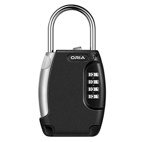 ORIA Key Storage Lock Box  Key Lock Box with 4 Digit  Key Safe Holds 5 Keys  Combination Lock Box Wall Mount Perfect for Indoor and Outdoor