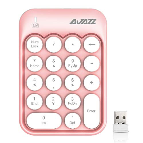 Wireless Numeric Keypad 18 Keys with 2 4G Mini Portable Silent Number Pad USB Receiver Financial Accounting Keyboard Extensions for Laptop Desktop PC Pro?Pink?