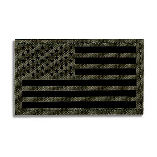 KRYDEX Infrared IR Reflective US USA America Flag Uniform Patch with Hook Fastener Backing 3 5x2 inch  Ranger Green  Forward