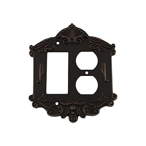 Nostalgic Warehouse 719660 Victorian Switch Plate with Rocker and Outlet, Timeless Bronze