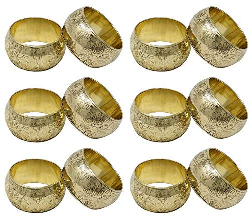 Divine glance Brass Napkin Rings for Weddings Dinner Parties or Every Day Use  Gold  12