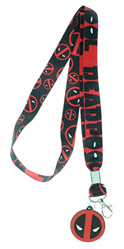 Bioworld Marvel Deadpool Logo Lanyard with Rubber Charm