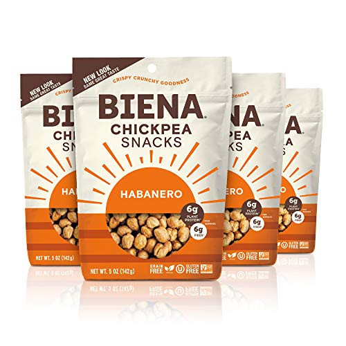 BIENA Chickpea Snacks  Habanero   Gluten Free   Vegan   Dairy Free   Plant Based Protein  4 Pack