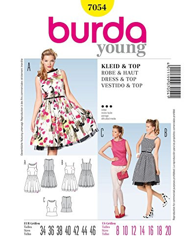 Burda Sewing pattern  7054   Dress and Top  young