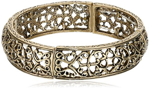 1928 Jewelry Brass Vines Filigree Stretch Bracelet