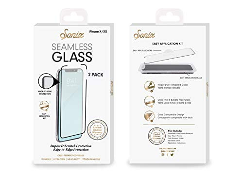 iPhone Xs, iPhone X, Screen Protector [2-Pack] SONIX Seamless Glass Screen Protector- Edge-to-Edge Full Coverage Heavy Duty Tempered Glass for Apple (5.8") iPhone X, iPhone Xs