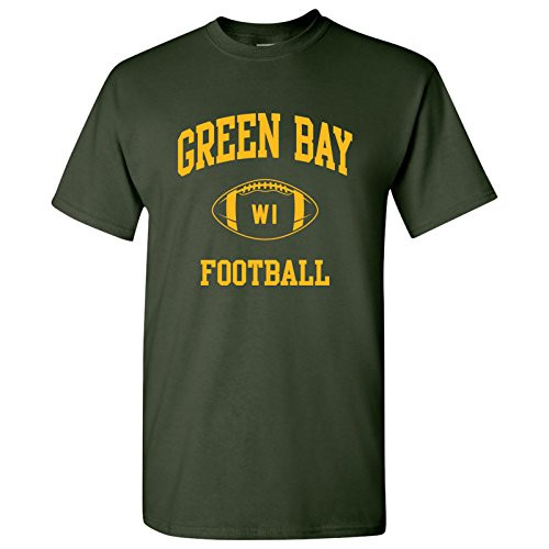 Green Bay Classic Football Arch Basic Cotton T Shirt   X Large   Forest