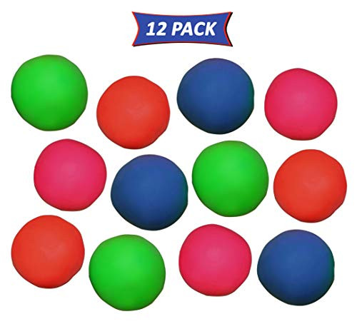 SN Incorp. Pull and Stretch Bounce Ball Assorted Colors - Bulk Pack of 12 Fun Stress Balls