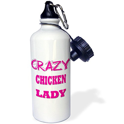 3dRose Crazy Chicken Lady Sports Water Bottle  21oz   Multicolored