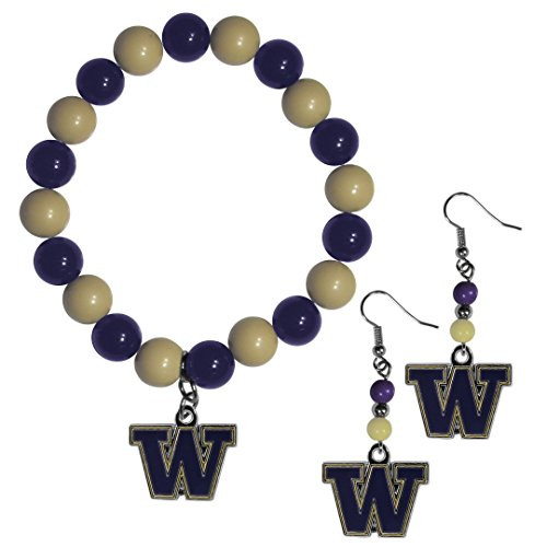 NCAA Siskiyou Sports Womens Washington Huskies Fan Bead Earrings and Bracelet Set One Size Team Color NCAA Siskiyou Sports Womens Washington Huskies Fan Bead Earrings and Bracelet Set One Size Team Color