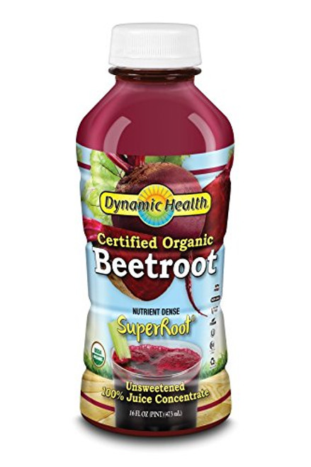 Dynamic Health Organic Beetroot SuperRoot 100 Juice Concentrate   No Additives  Unsweetened  Vegan  Non GMO   16oz  16 Serv