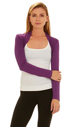 Red Hanger Womens Bolero Shrug   Long Sleeves Open Front Cropped Cardigan Blazer  Purple M