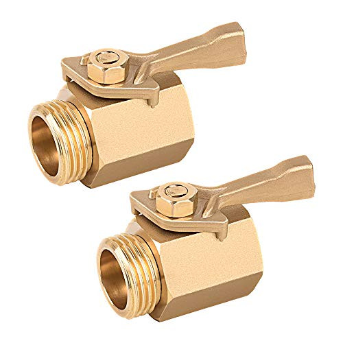 MAXCCC 2Pcs Brass Hose Shut Off Valve  Heavy Duty 3 4 Brass Shut Off Valve Garden Hose Connector  with 2 Hose Washers