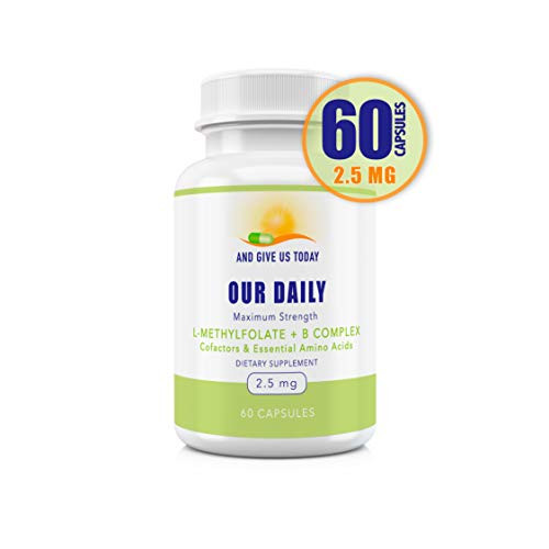 Our Daily Vites L Methylfolate 2 5 mg   B Complex Cofactors   Essential Amino Acids   Active Folate  Methylated B12 methylcobalamin   B6 and Glycine for Brain  Heart   Fetal Health  60 Count