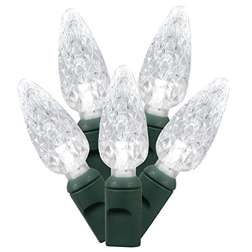 Vickerman Set of 50 Pure White Commercial Grade LED C6 Christmas Lights - Green Wire