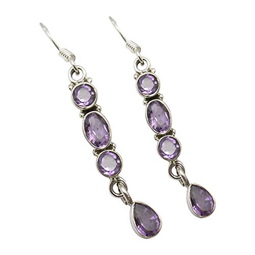 SilverStarJewel Solid Silver Purple Amethyst February Birthstone Earrings 4 8 cm 4 3 Grams SilverStarJewel Solid Silver Purple Amethyst February Birthstone Earrings 4 8 cm 4 3 Grams