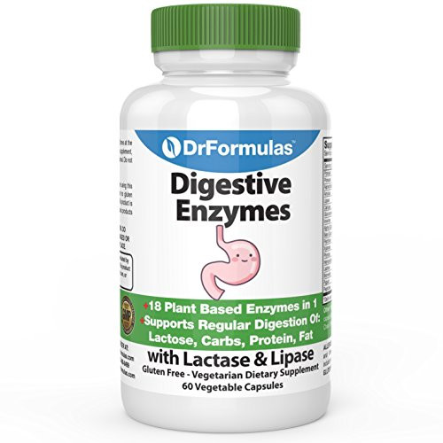 DrFormulas Digestive Enzymes for Bloating Relief  Gas  Lactose Intolerance  Digestion Support with Lactase  Amylase  Lipase  Bromelain  Protease  60 Capsules