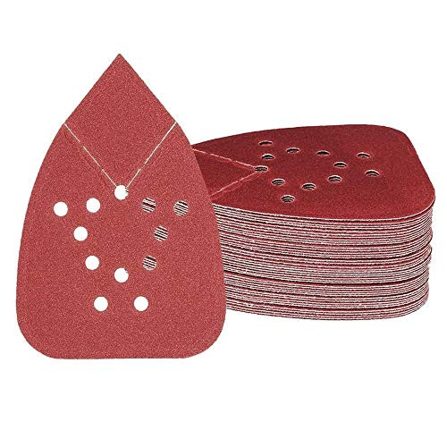 50PCS Mouse Detail Sander Sandpaper VideoPUP 12 Holes 240 Grit Hook and Loop Sandpaper Palm Sander Paper Sanding Sheets