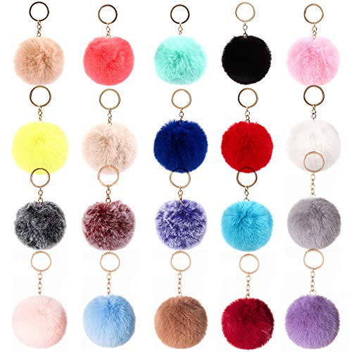 Cieovo 20 Pieces Pom Poms Keychains Fluffy Pompoms Keychain Faux Rabbit Fur Pompoms Fluffy Fur Ball Keychain for Car Keyring Handbag Tote Bag Charm Gift Cieovo 20 Pieces Pom Poms Keychains Fluffy Pompoms Keychain Faux Rabbit Fur Pompoms Fluffy Fur Ball Keychain for Car Keyring Handbag Tote Bag Charm Gift