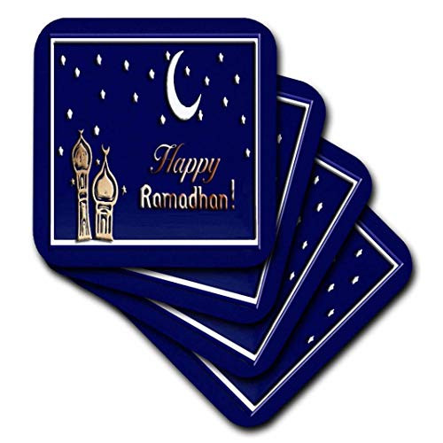 3dRose cst 22458 1 Ramadan Temples with Blue Sky Stars and Moon Soft Coasters  Set of 4