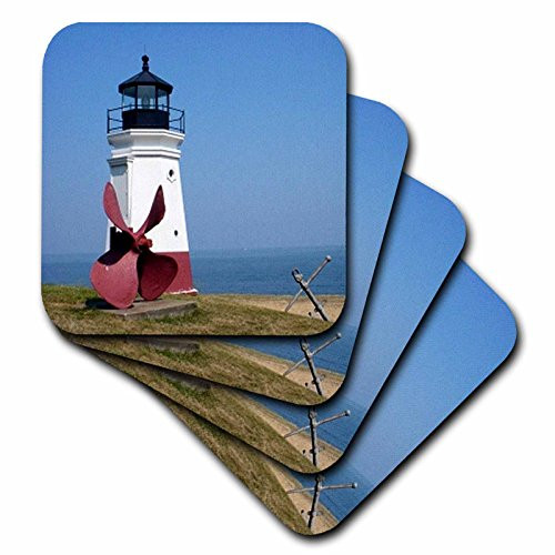 3dRose CST 61711 1 Vermilion Lighthouse Looking Over Lake Erie Soft Coasters  Set of 4