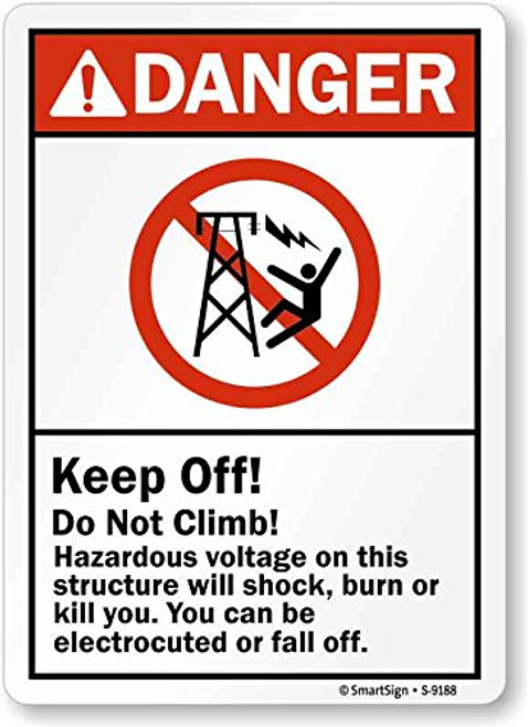SmartSign S 9188 PL 14 Danger Keep Off Do Not Climb Hazardous Voltage Plastic Sign with Graphic 14 x 10 Black Red on White SmartSign S 9188 PL 14 Danger Keep Off Do Not Climb Hazardous Voltage Plastic Sign with Graphic 14 x 10 Black Red on White