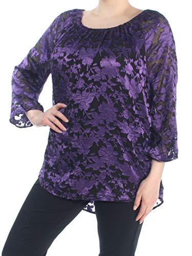 Alfani  Womens Jacquard Off The Shoulder Blouse Purple S