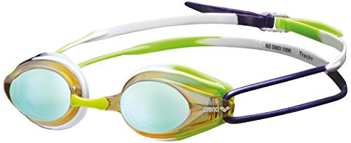 Arena Tracks Swim Goggles  Yellow Purple Green  Mirror