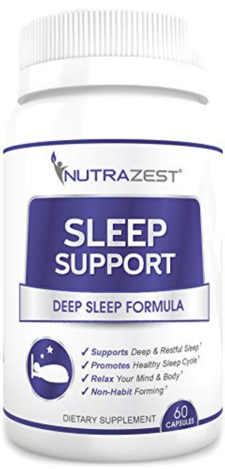 Nutrazest Sleep Support Natural Non Habit Forming Sleep Aid to Reduce Symptoms of Insomnia Deep Sleep Formula Reduces Feelings of Grogginess Waking Up Exhausted Anxiety Stress 60 Capsules Nutrazest Sleep Support Natural Non Habit Forming Sleep Aid to Reduce Symptoms of Insomnia Deep Sleep Formula Reduces Feelings of Grogginess Waking Up Exhausted Anxiety Stress 60 Capsules