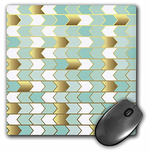 3dRose Glam Aqua  White  and Gold Side Arrow Stripes Pattern Mouse Pad  mp 267426 1