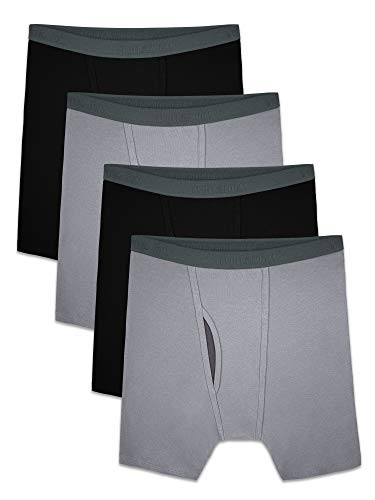Fruit of the Loom Men s Premium COOLZONE Boxer Briefs  black Gray  4 Pack   X Large