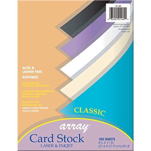 Pacon Card Stock  Classic Assortment  5 Colors  8 1 2  x 11   100 Sheets