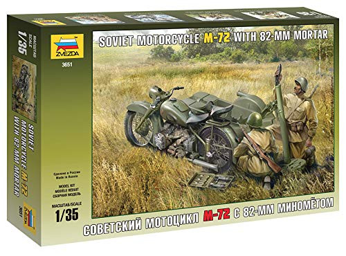 Zvezda 3651 Soviet Motocycle M72 W mortar 1 35 Plastic Kit
