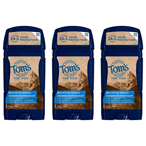 Tom s of Maine Men s Long Lasting Wide Stick Deodorant  Deodorant for Men  Natural Deodorant  Mountain Spring  2 8 Ounce  3 Pack
