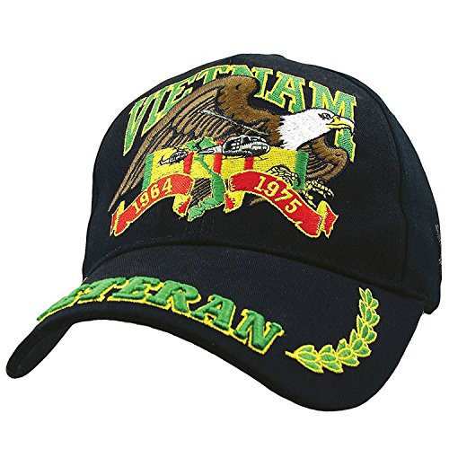 Vietnam Veteran Eagle Low Profile Cap  Black  Adjustable