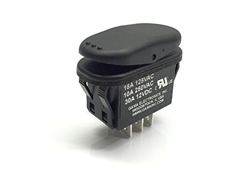 GAMA Electronics Waterproof 30 Amp Double Pole 3 Position Momentary On Off Momentary On Rocker Switch DPDT
