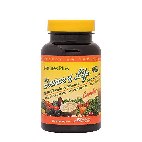 NaturesPlus Source of Life   90 Vegetarian Capsules   Whole Food Multivitamin   Mineral Supplement  Supports General Health  Energy Booster   Gluten Free   10 Servings