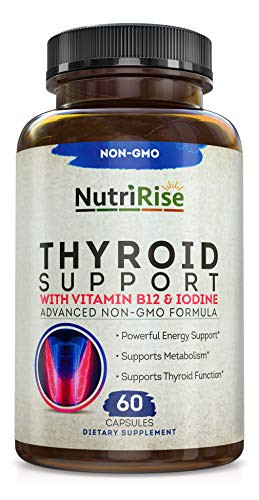Thyroid Support Supplement with Iodine for Focus  Energy   Adrenals  Advanced Metabolism Booster  Fat Burner   Weight Loss Pills for Women   Men  With Vitamin B12 Complex  Zinc  Selenium   Ashwagandha