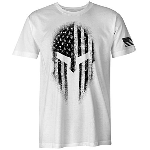 USA American Spartan Molon Labe Patriotic Men s T Shirt  White  L