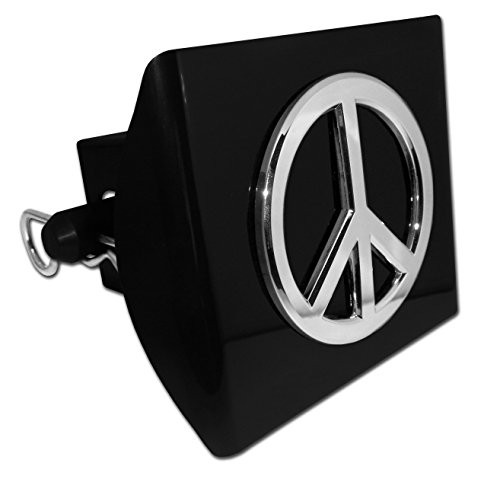 Elektroplate Chrome Peace Sign Black Plastic Hitch Cover Elektroplate Chrome Peace Sign Black Plastic Hitch Cover