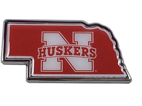 University of Nebraska METAL Auto Emblem  state shaped