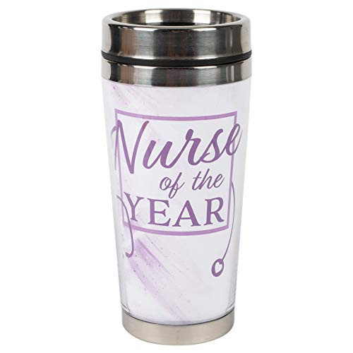 Nurse Of The Year Purple 16 Ounce Stainless Steel Travel Mug Tumbler With Lid