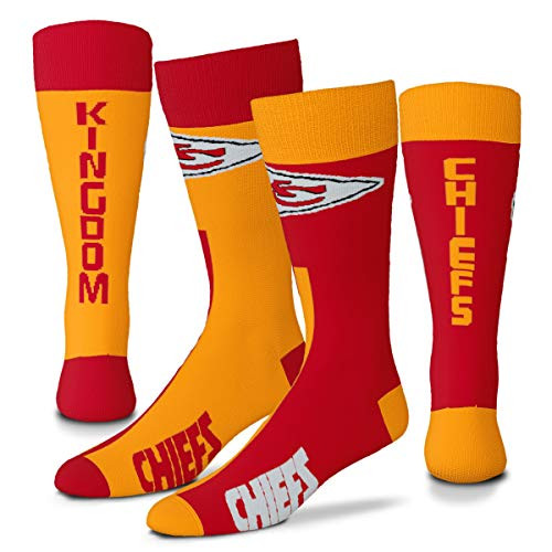 For Bare Feet Kansas City Chiefs Big Top Mismatch Men s Crew Socks  Large  10 13