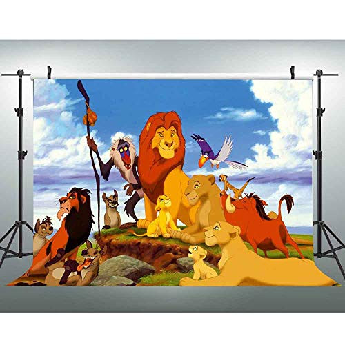 EOA 7 W  x5 H  FT Cartoon Lion King Photography Backdrop Tropical Safari Birthday Background Jungle Forest Animal Banner Studio Props