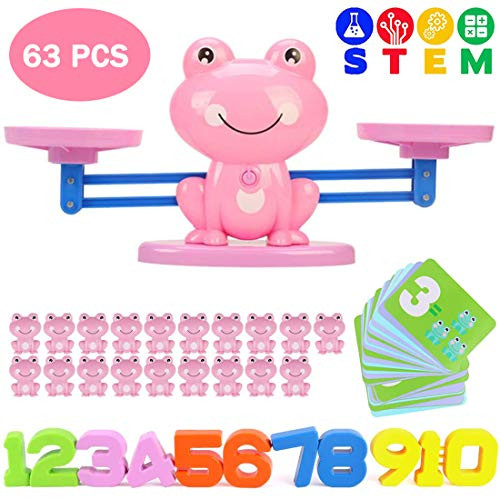 YITOOK Balance Math Game Frog Balance Counting Toys for Boys   Girls Educational Number Toy Fun Children s Gift STEM Learning Age 3   Pink