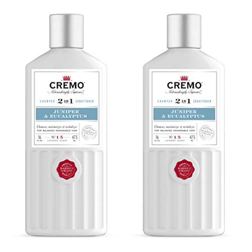 Cremo Barber Grade Juniper Eucalyptus 2 in 1 Shampoo Conditioner Cleans and Conditions All Hair Types in One Step 16 Oz 2 Pack Cremo Barber Grade Juniper Eucalyptus 2 in 1 Shampoo Conditioner Cleans and Conditions All Hair Types in One Step 16 Oz 2 Pack