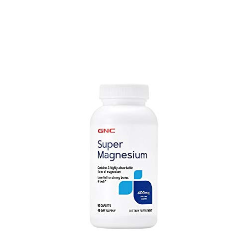 GNC Super Magnesium 400mg  90 Caplets  Supports Strong Bones and Teeth