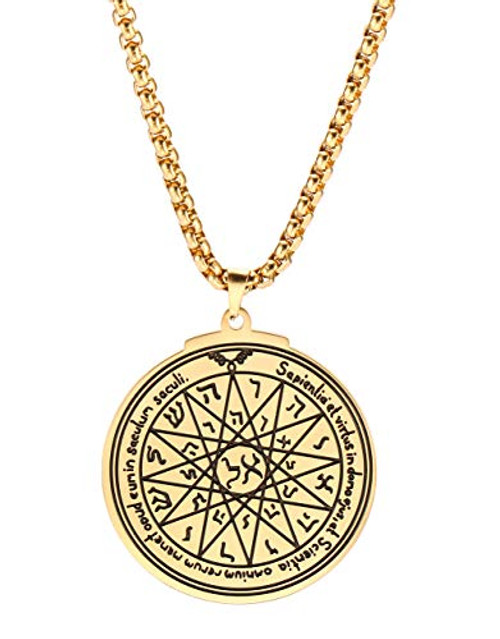 VASSAGO Gold Talisman Key of Solomon Seal Pendant Necklace Hermetic Enochian Kabbalah Pagan Wiccan Jewelry Amulet Necklaces Chain for Men and Women  Fourth Pentacle of Mercury VASSAGO Gold Talisman Key of Solomon Seal Pendant Necklace Hermetic Enochian Kabbalah Pagan Wiccan Jewelry Amulet Necklaces Chain for Men and Women  Fourth Pentacle of Mercury