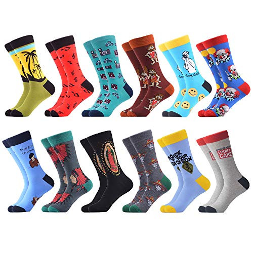 WeciBor Men s Casual Funny Multi Pattened Combed Cotton Crew Socks